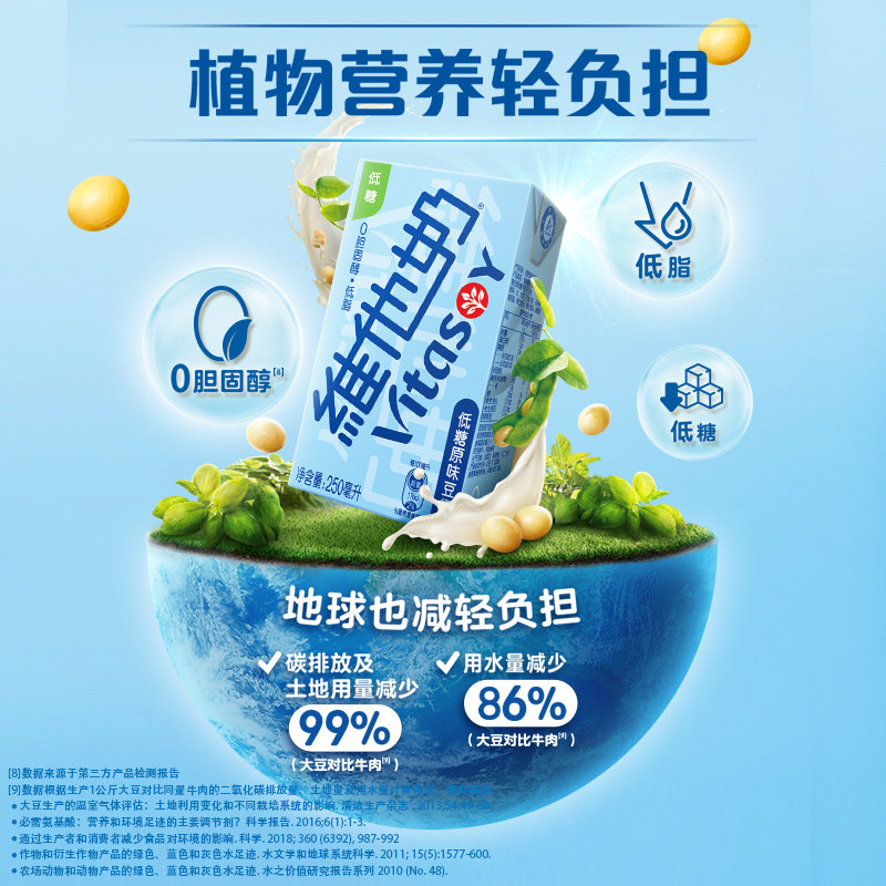 vitasoy维他奶低糖原味豆奶250ml*16盒即饮整箱 植物蛋白饮料早餐