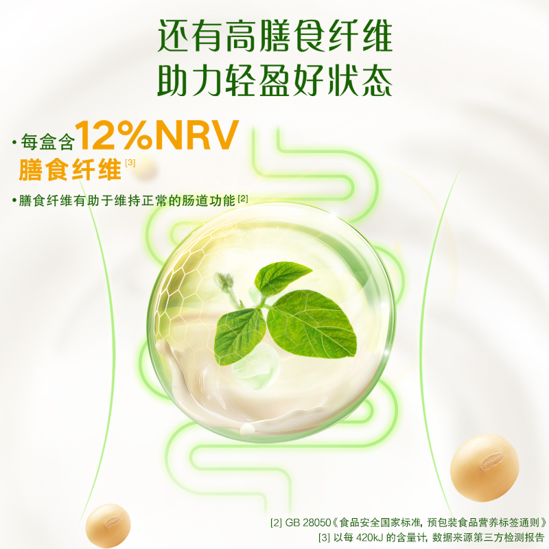 【轻盈小绿盒】维他奶低糖钙思宝高钙高膳食纤维豆乳250ml*24盒整