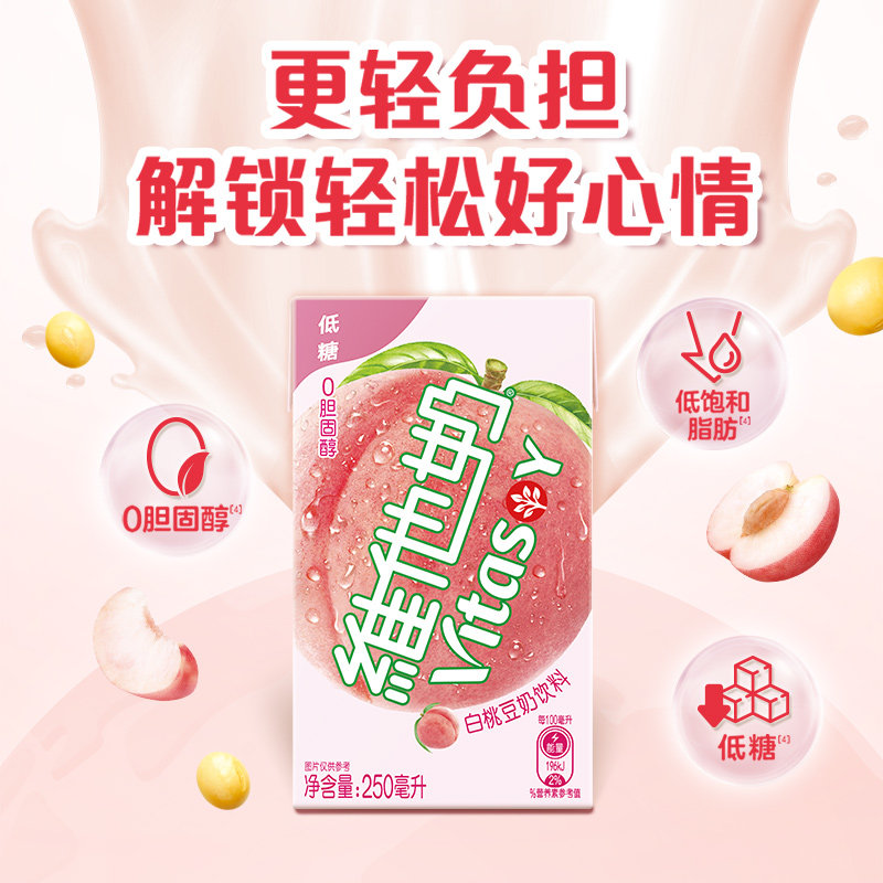 【部分效期，介意慎拍】低糖白桃豆奶饮料植物蛋白饮料250ml*24盒