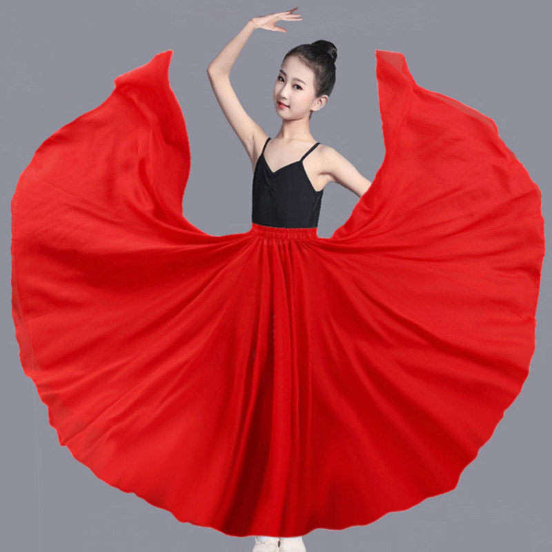儿童720度大摆裙双层古典舞蹈裙祖国万疆舞蹈演出练习女童半身裙,淘宝优惠券,粉丝福利购,淘宝优惠卷