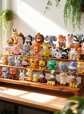 卡通小动物蛋糕装饰软胶玩偶摆件