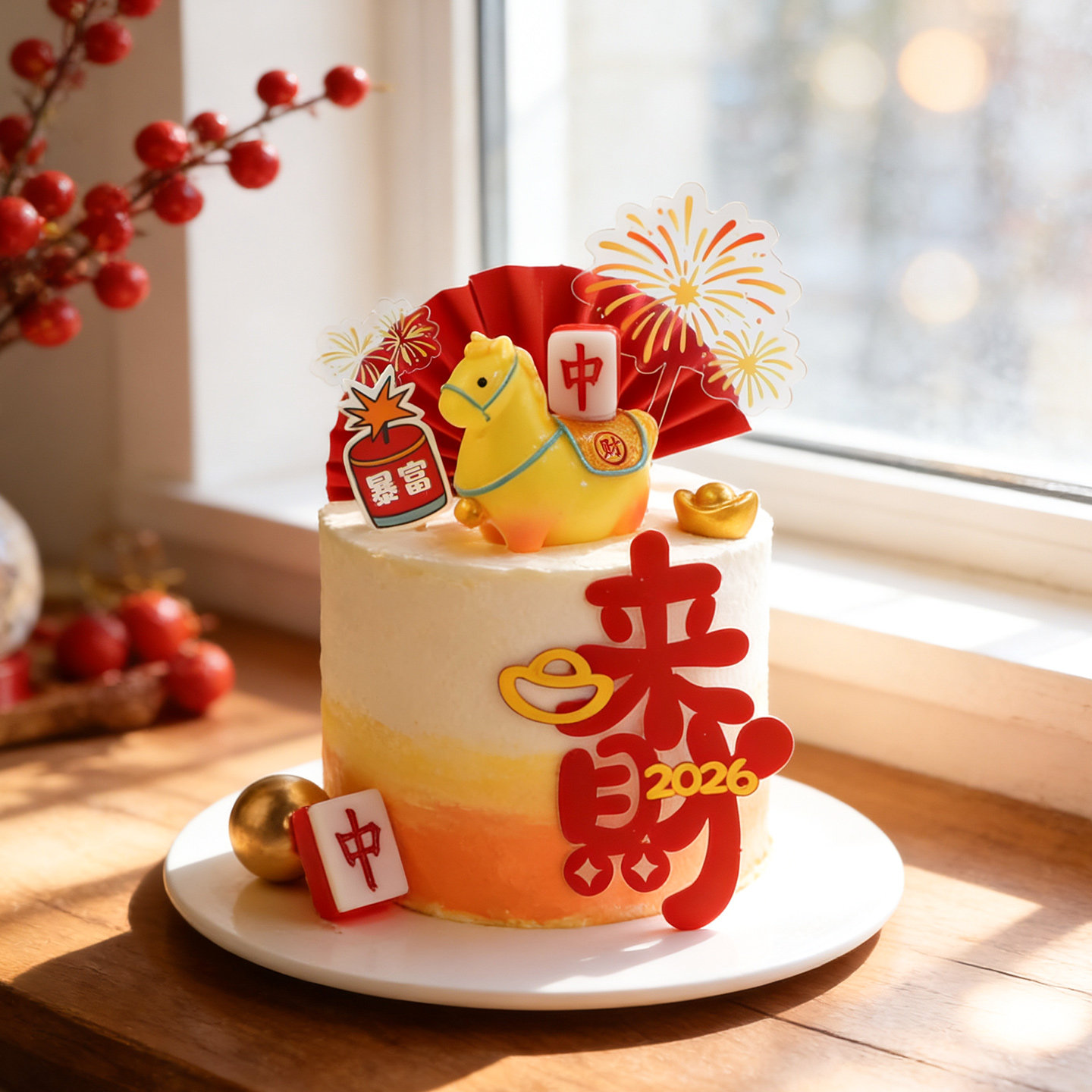 马年新年蛋糕装饰卡通旋转小马玩偶摆件元旦春节發财暴富中式插牌,淘宝优惠券,粉丝福利购,淘宝优惠卷