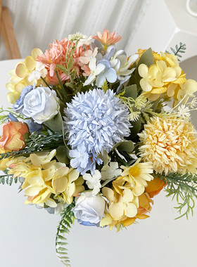 奶油风玫瑰绣球仿真花假花摆件