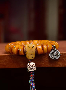 藏传文玩手串牦牛骨饰品银饰