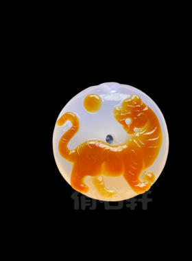 红玛瑙生肖鼠牛虎兔平安扣吊坠纯手工俏色巧雕挂件项链雕花平安扣