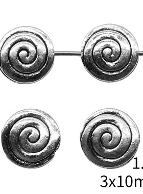 10个/包 3x10mm 多色锌合金 旋涡圆形小孔珠 ABD-C13826