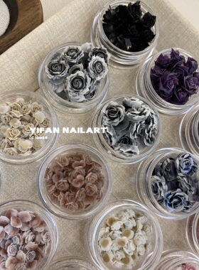 YIFANNAIL【月蔷玫瑰】复古荆棘玫瑰 彩色渐变山茶花美甲饰品Q43