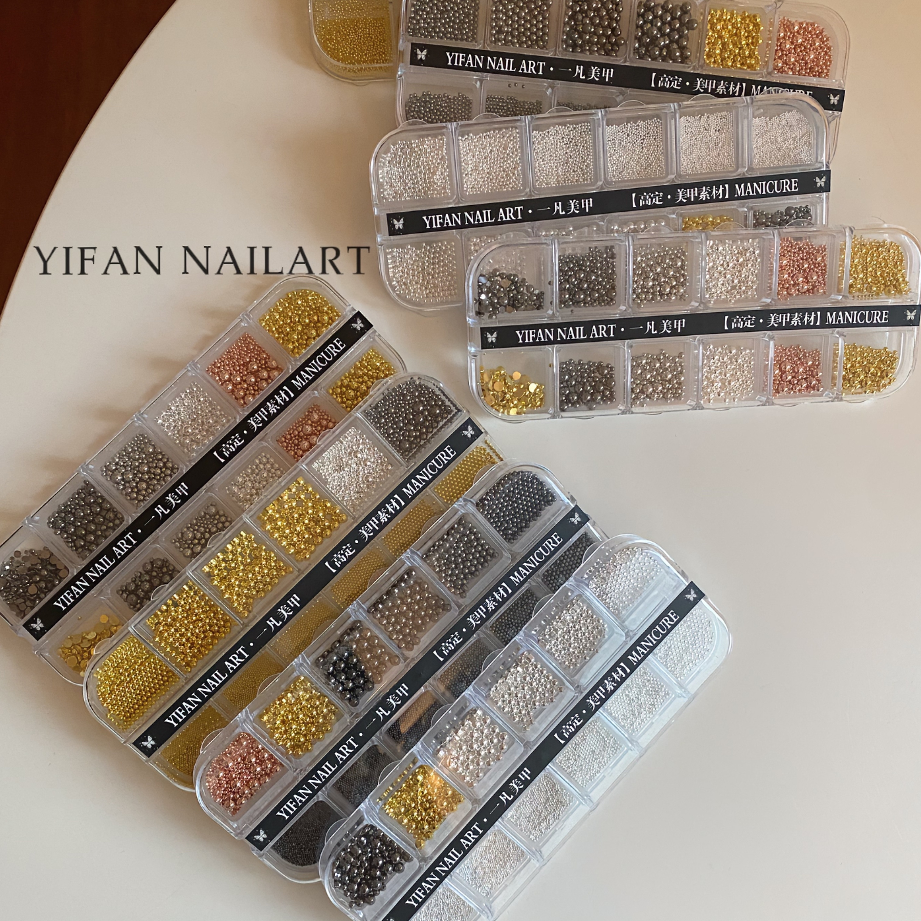 YIFANNAIL【超全尺寸】大小混合 12格盒装迷你百搭美甲钢珠S98 - 图0