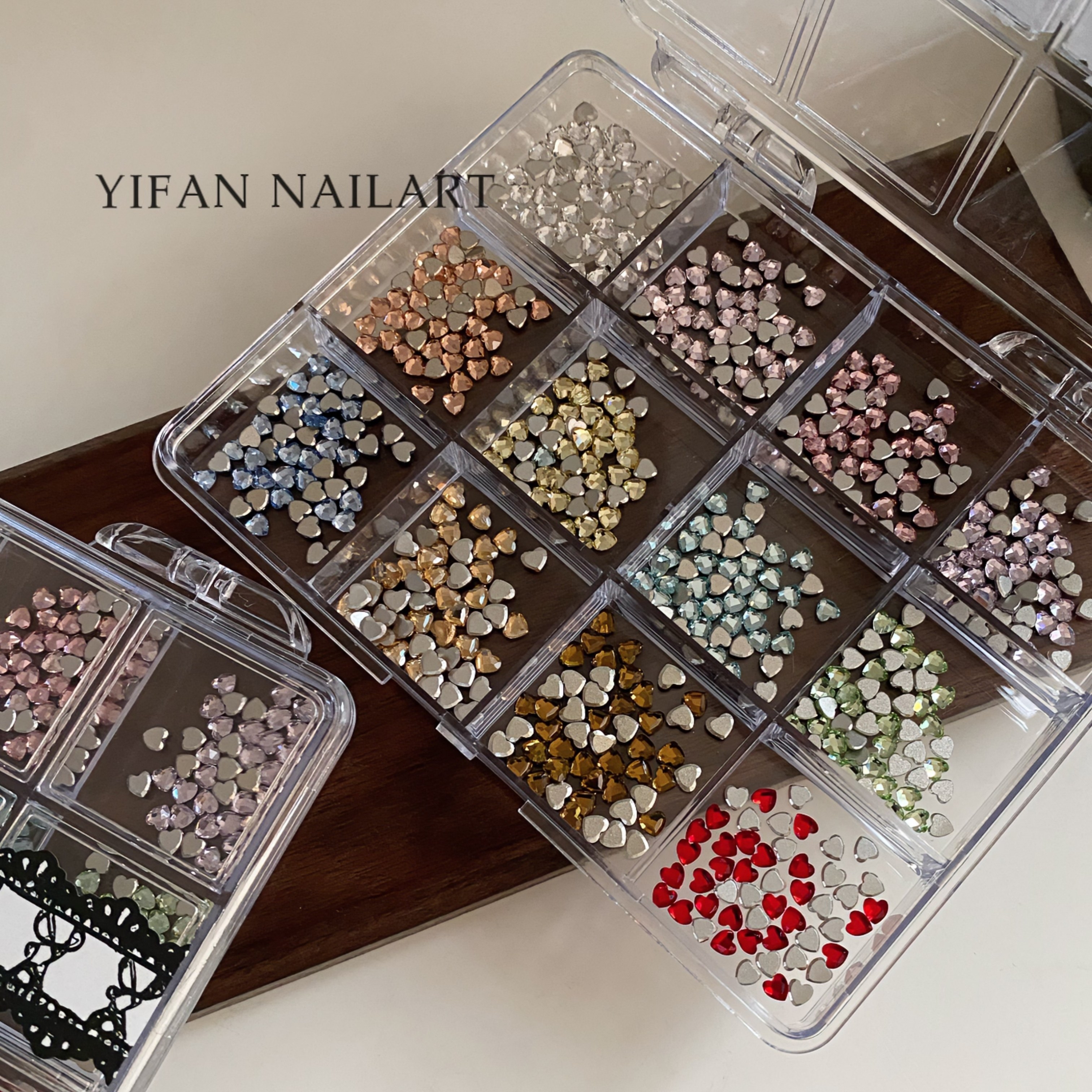 YIFANNAIL 高品 仿华小爱心彩色平底倒边美甲钻 混彩小桃心钻T12,淘宝优惠券,粉丝福利购,淘宝优惠卷