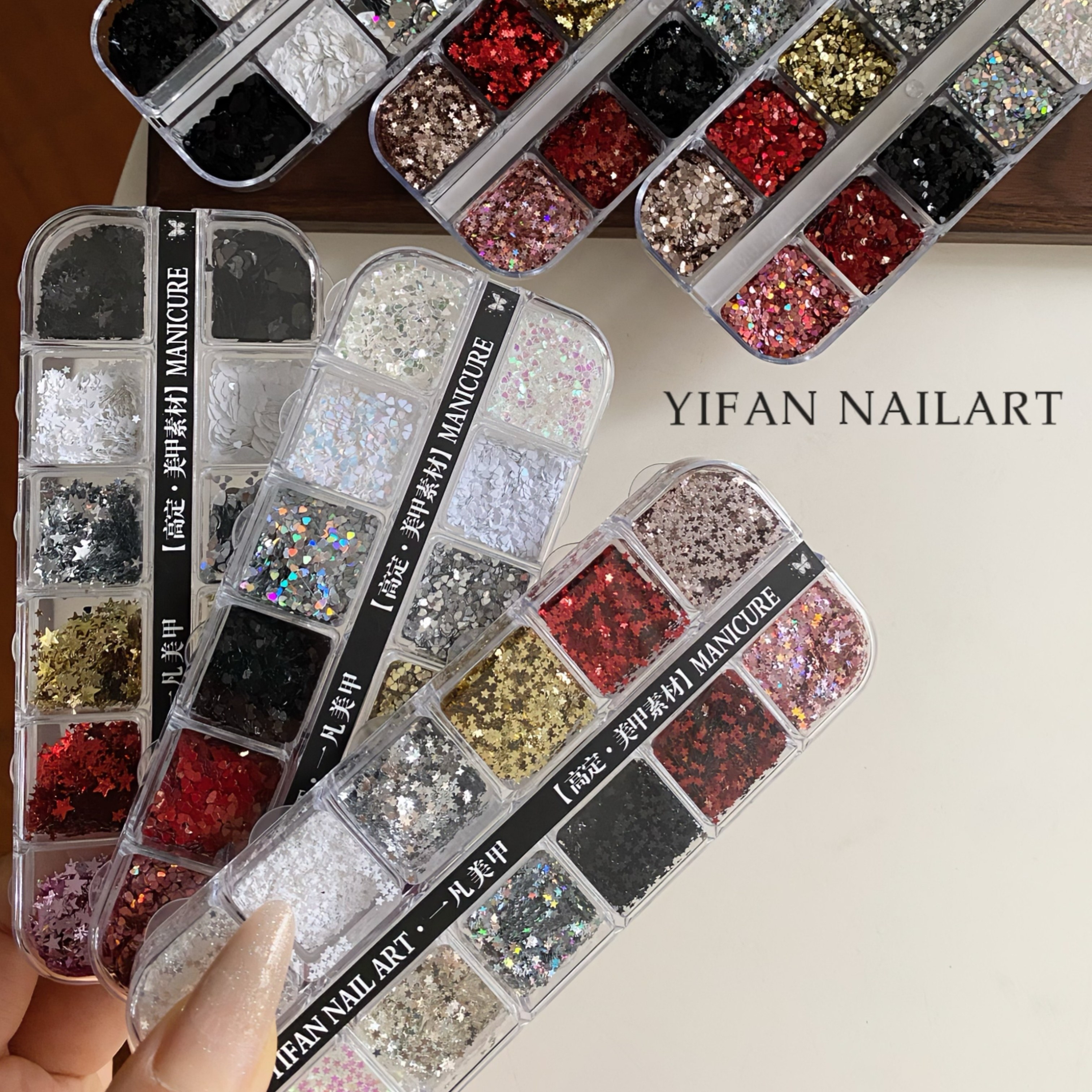 YIFANNAIL 新年 超迷你1mm五角星 1mm爱心 混合装美甲亮片T14,淘宝优惠券,粉丝福利购,淘宝优惠卷