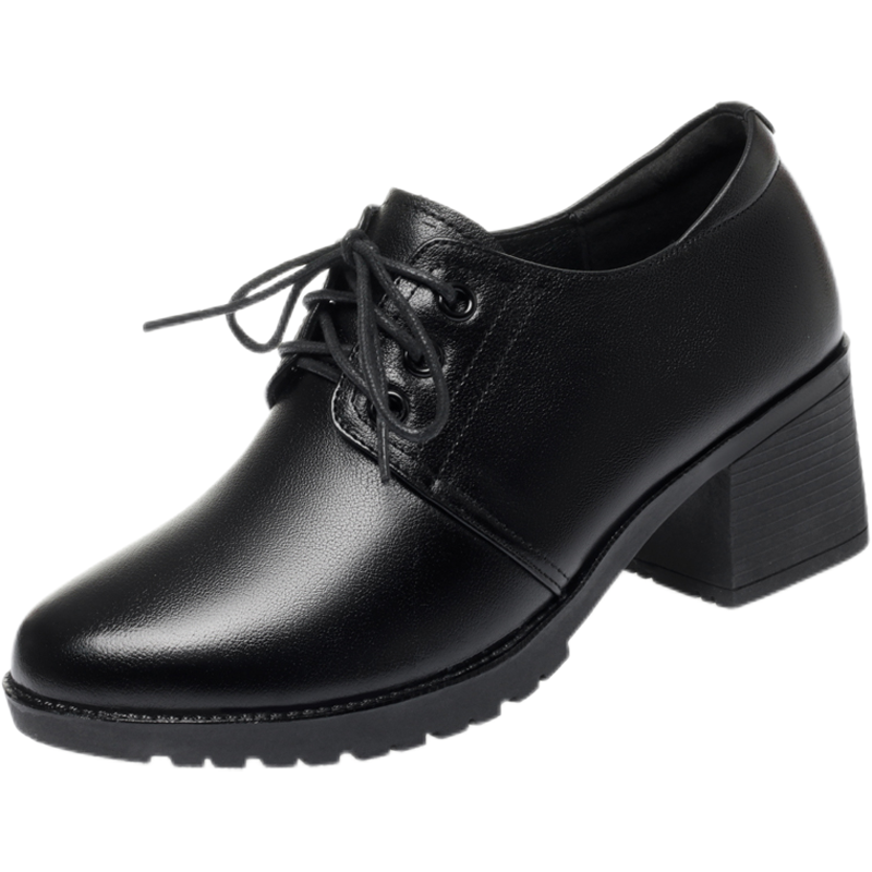 全牛皮真皮单鞋女春秋中跟工作鞋加绒女鞋中年妈妈皮鞋软底大码鞋,淘宝优惠券,粉丝福利购,淘宝优惠卷