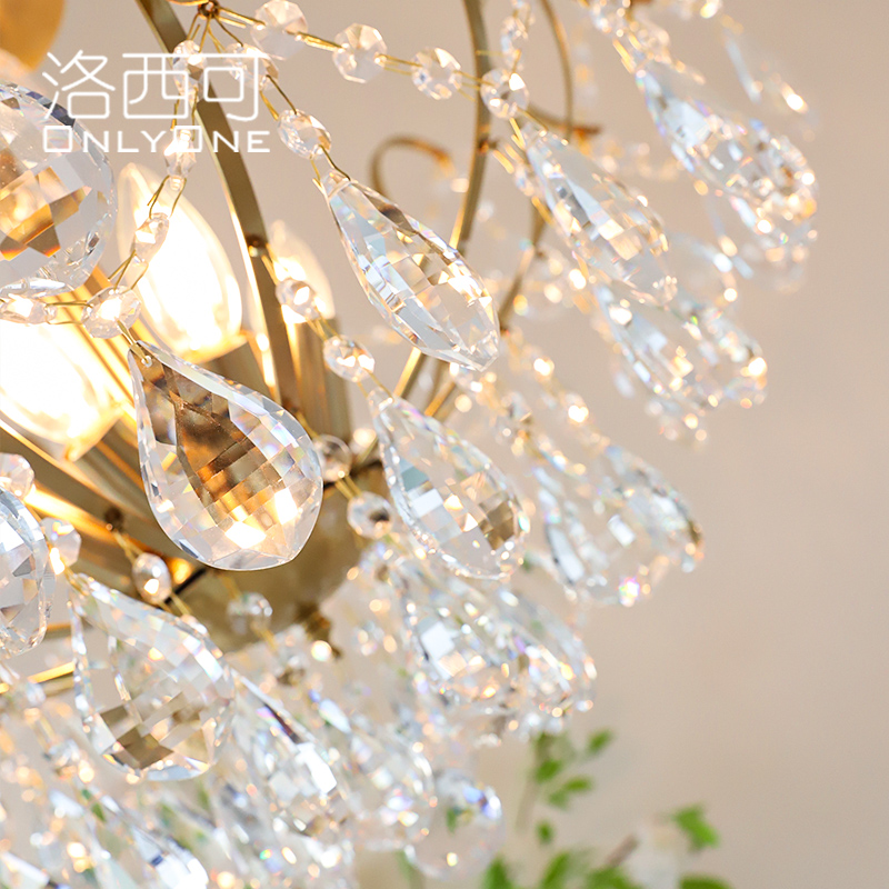 洛西可 复古轻奢法式水晶吊灯 美式后现代卧室客厅餐厅创意灯具,淘宝优惠券,粉丝福利购,淘宝优惠卷