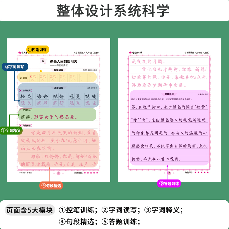 2024九年级上册语文司马彦字帖初中生课本同步写字课课练人教版 初中国标体英语中学生每日一练专用初三上册楷书钢笔临摹练字帖zj - 图3