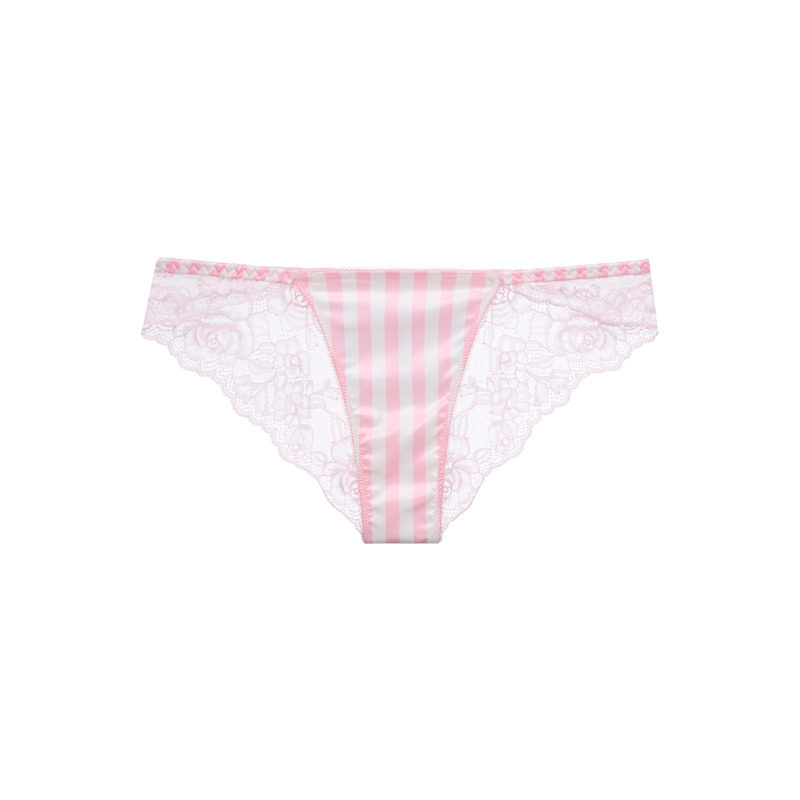 维密蕾丝条纹低腰内裤3件装
