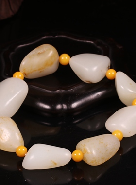 新疆和田玉籽料白玉独籽原石手串