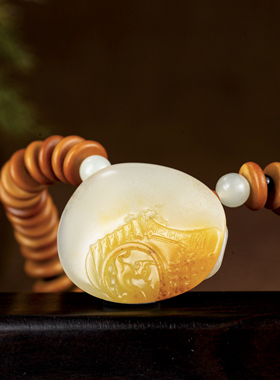 龟壳玉手牌手链新疆和田玉