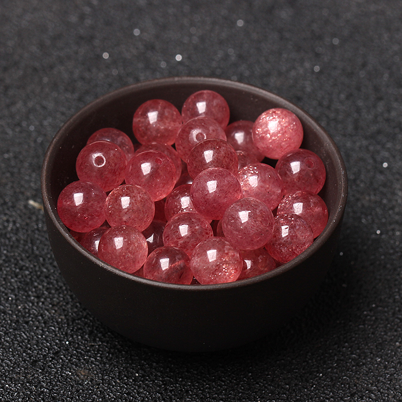 优选天然星光草莓晶散珠子单珠金沙粉晶DIY水晶串珠手链材料配件 - 图3