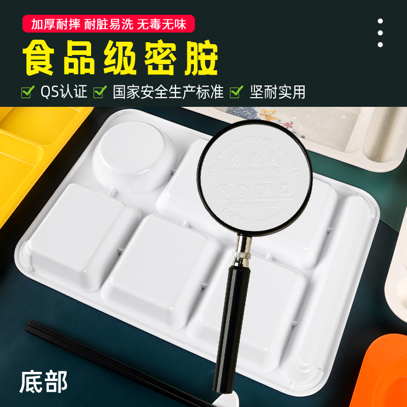 商用密胺餐具塑料仿瓷分隔六格盘学校工厂餐盘-第3张图片-提都小院