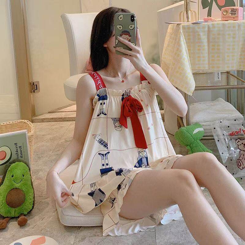 睡衣女夏季新款吊带性感套装性感甜美学生可外穿休闲孕妇家居服夏