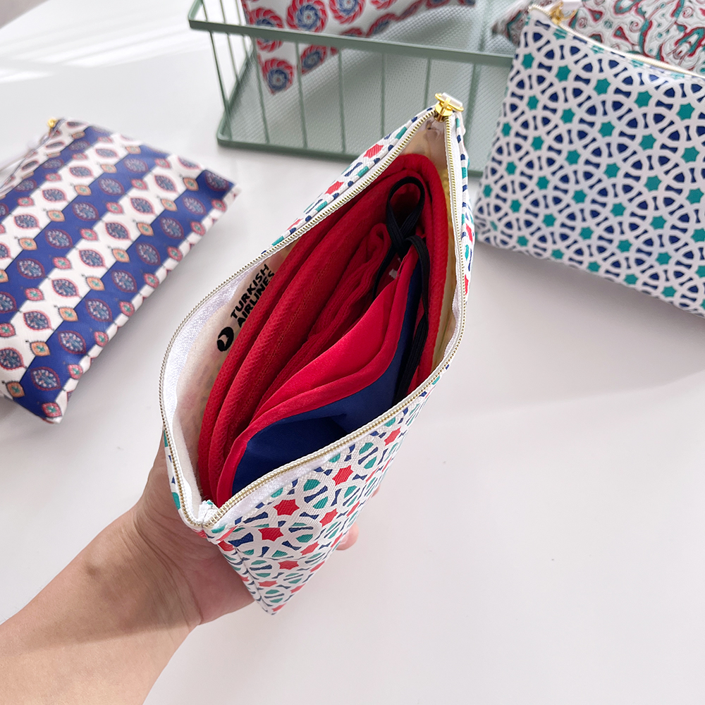 土航定制!旅行6件套!艺术图案洗漱包小号化妆包拖鞋眼罩袜套装 - 图0