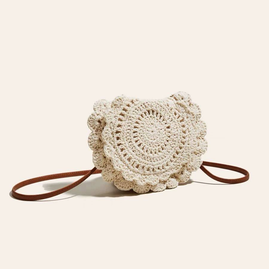 【小花包】日本出口手工钩针编织包新款夏天度假沙滩包单肩斜挎包