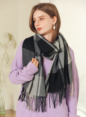 Winter Scarf Women Shawl Cashmere Tassel Plaid Scarves Wraps