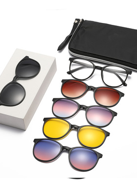 新款套镜磁吸近视太阳镜女偏光防紫外线墨镜时尚圆框超轻近视眼镜