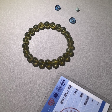 天然多米尼加蓝珀圆珠手串净水高蓝琥珀单圈手链8.5mm凯溪的水晶