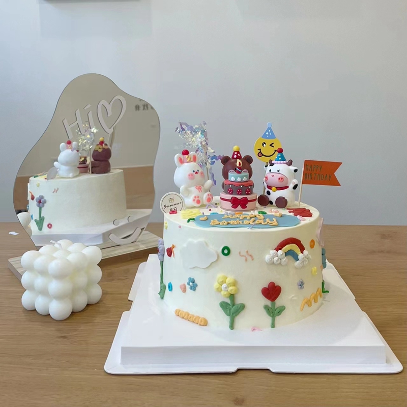 小兔子ins一周岁蛋糕装饰插件可爱卡通兔宝宝生日甜品台烘焙插牌 - 图0
