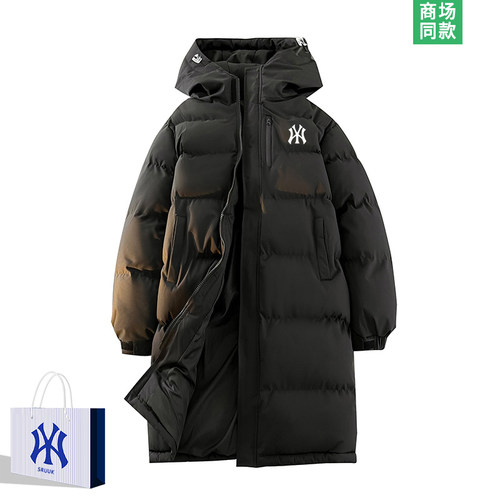 【奥特莱斯】中长款棉服男士冬季新款连帽棉衣外套情侣款保暖棉袄 - 图0