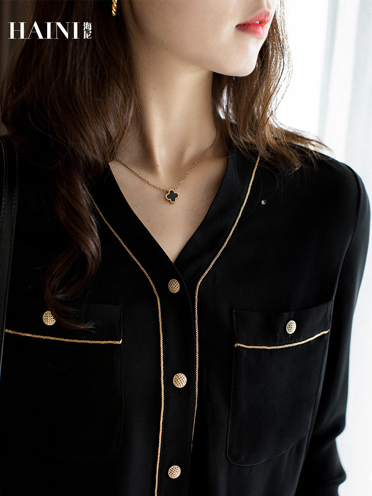 海尼2020秋季新款雪纺设计感衬衫 海尼衬衫