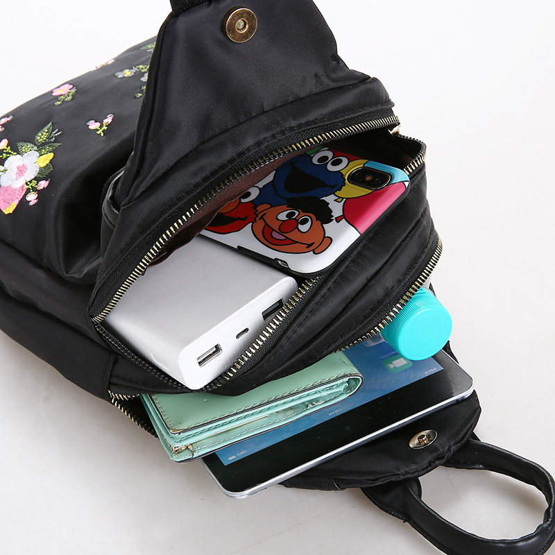 牛津布刺绣双肩包新款简约旅行单肩斜挎包民族风多功能胸包妈妈包,淘宝优惠券,粉丝福利购,淘宝优惠卷