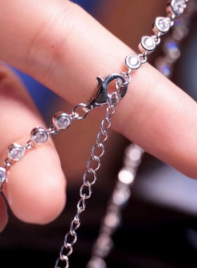 简单百搭锆石项链925纯银经典款