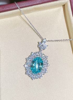 俏立复古绿宝石项链女925纯银