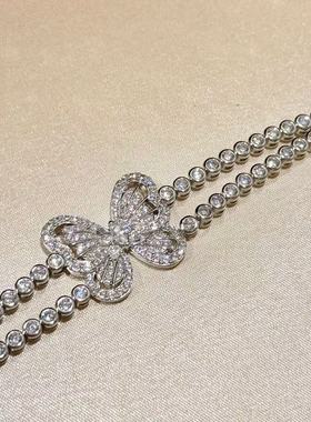 轻奢锆石925纯银蝴蝶手链女小众满天星手饰高级感银色