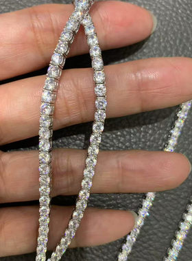 3MM锆石网球链项链女款锁骨链轻奢小众经典款925纯银锆石项链