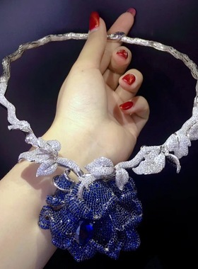 纯银镶嵌锆石新娘晚会绿色项圈