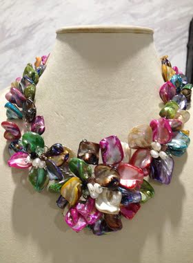 天然贝壳花朵手工制作欧美款项链