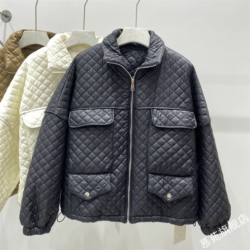 2021秋冬新款菱格立领设计感棉服 慕苑棉衣/棉服