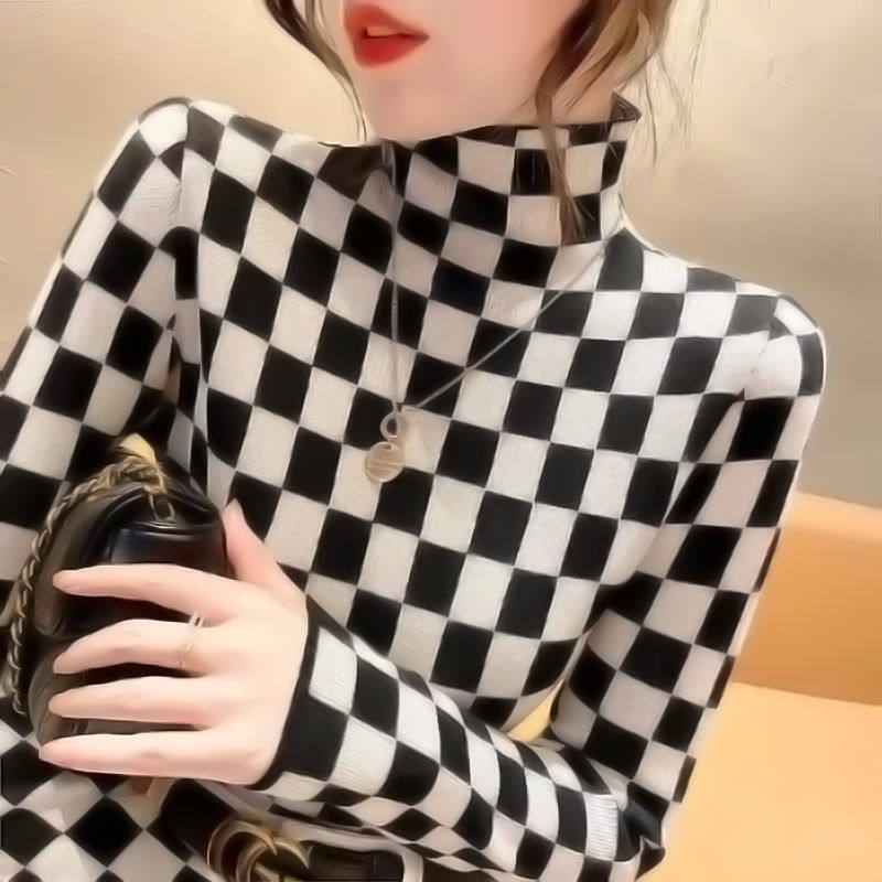 一体加绒半高领秋冬洋气新款打底衫 慕苑T恤