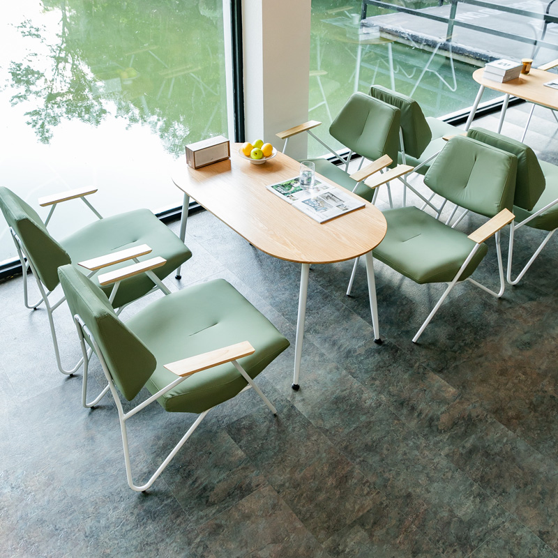 咖啡馆桌椅组合铁艺椅子西餐厅沙发网红咖啡椅咖啡店桌椅组合-图3