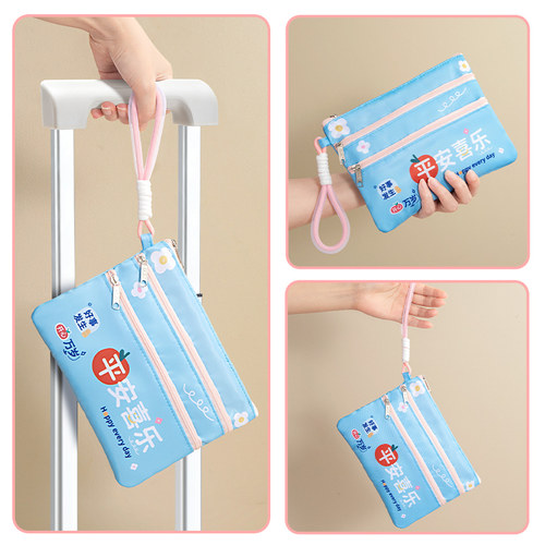 发财暴富主妇零钱包证件袋旅行护照夹收纳包机票便携多功能随身便携登机牌零钱一体卡包保护套小号文件袋 - 图2