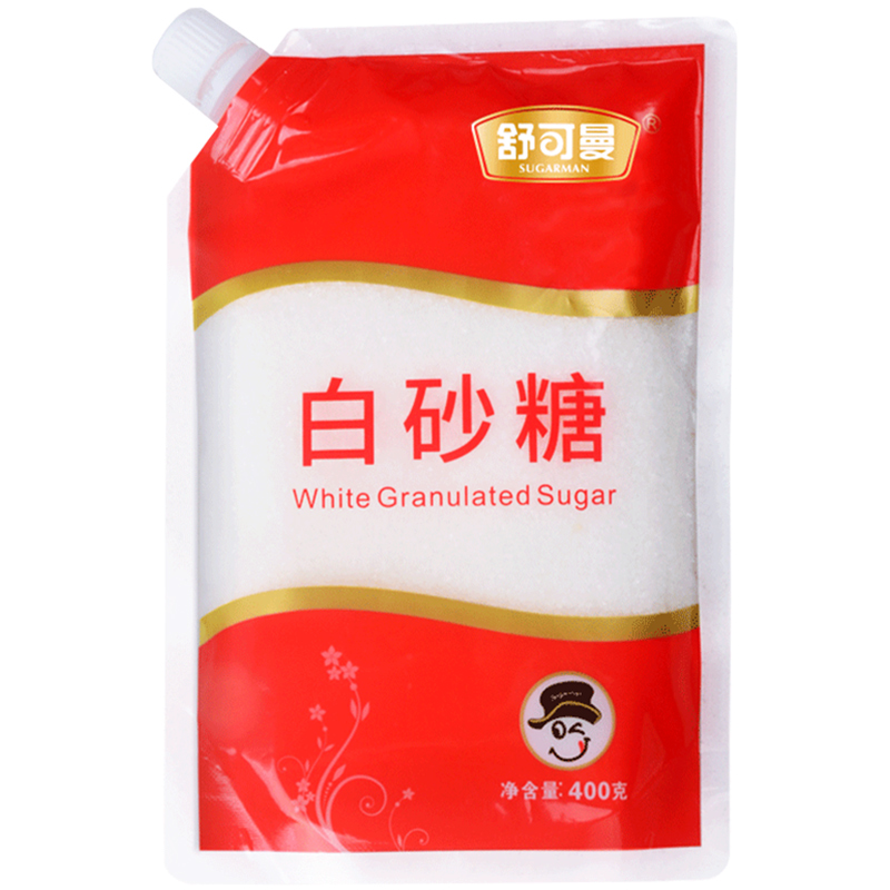 SUGARMAN/舒可曼细白砂糖袋盖设计400g*2袋