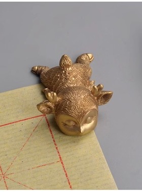 原创可爱风纯铜小鹿金属书法摆件