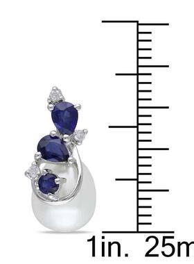 Amour 75 8 Mm白色Cultured Freshwater珍珠耳环Diamonds