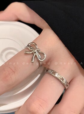 不规则蝴蝶结戒指女秋冬轻奢冷淡风开口食指戒时尚个性简约指环潮