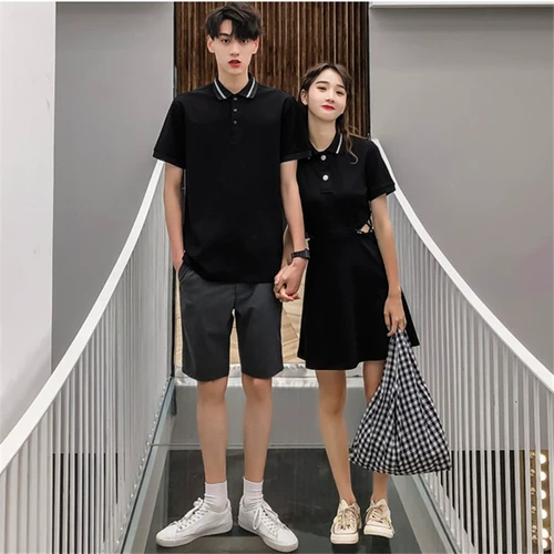 Tide, небольшая дизайнерская парная одежда для влюбленных, летняя одежда, платье, футболка, юбка, тренд сезона, французский стиль, в корейском стиле, воротник поло