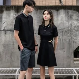 Tide, небольшая дизайнерская парная одежда для влюбленных, летняя одежда, платье, футболка, юбка, тренд сезона, французский стиль, в корейском стиле, воротник поло