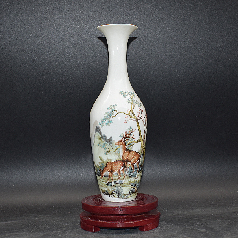 クーポン利用&送料無料 花瓶 同治年製 粉彩 古美術 唐物 唐詩 清代