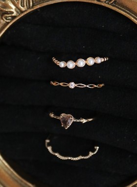 爱心与泡泡～可爱搞怪天然茶晶爱心形戒指珍珠蕾丝指环s925银镀金